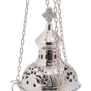INCENSARIO TROQUEL REP. CAPILLA  NIQUEL BR. DE 28 CM.