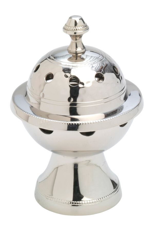 INCENSARIO TROQUEL REP. CUPULA  NIQUEL BR. DE 13 CM.